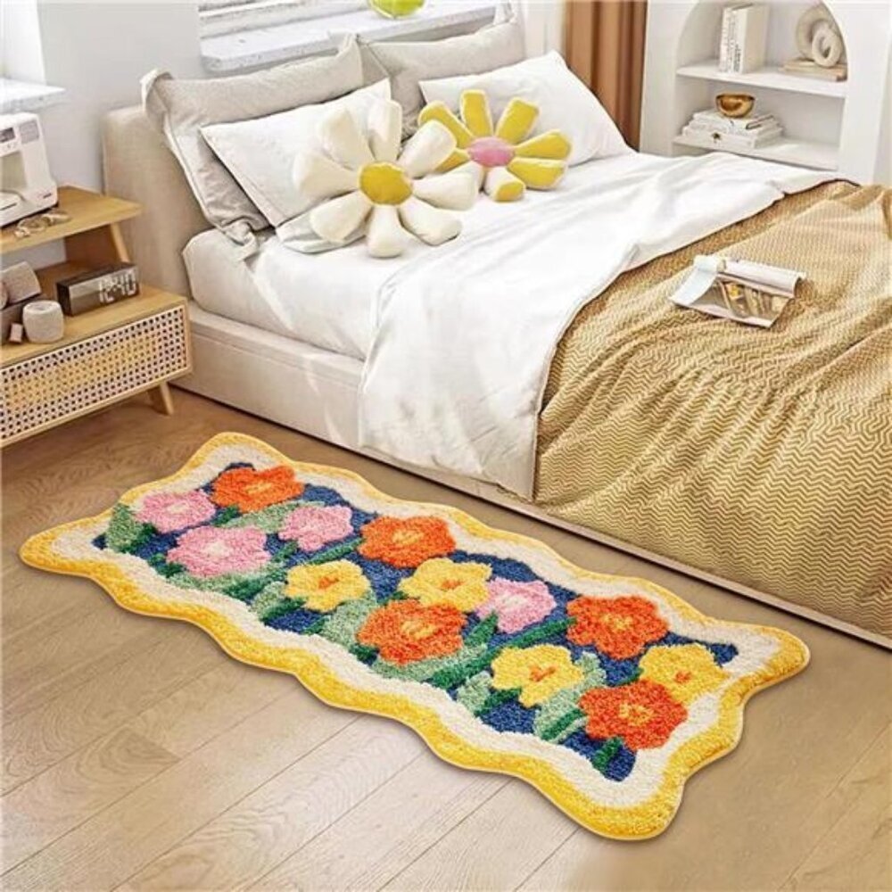 NEW Flower Boho Floral Area Rug - Picture 2 of 4